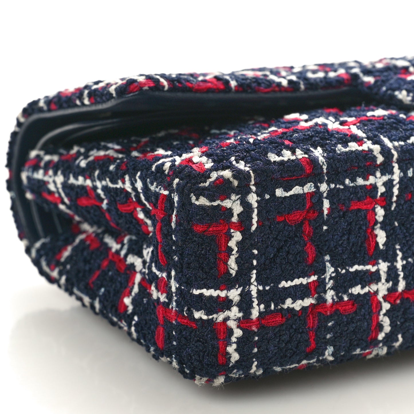 Tweed Quilted Medium Double Flap Navy White Red