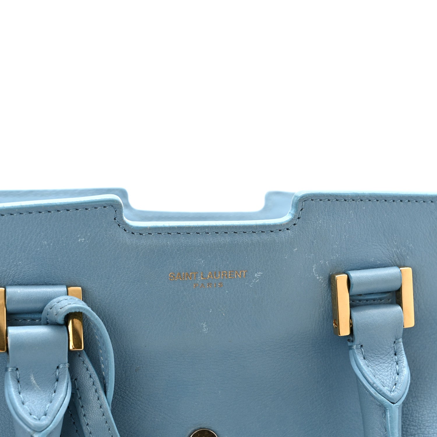 Saint Laurent Calfskin Small Classic Y Cabas Blue Glacier 10 of 10