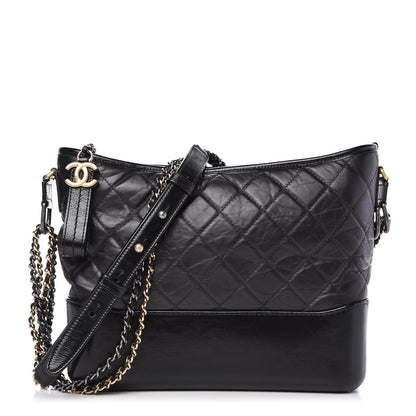 Chanel Aged Calfskin Quilted Medium Gabrielle Hobo Black 1 of 9