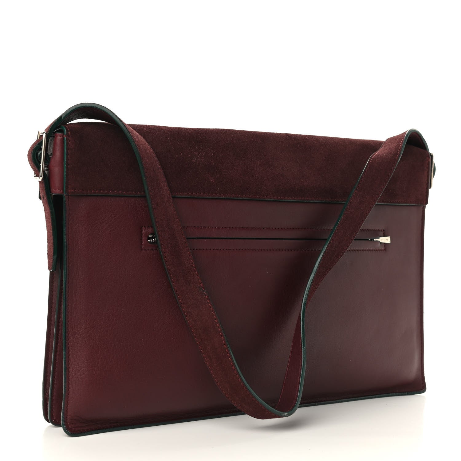 Celine Suede Calfskin Pony Hair Medium Tri-Color Diamond Shoulder Bag Blood 3 of 14