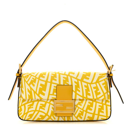 Fendi X SARAH COLEMAN Glazed Canvas Vitello King FF Vertigo Baguette 1997 Mimosa White 1 of 11