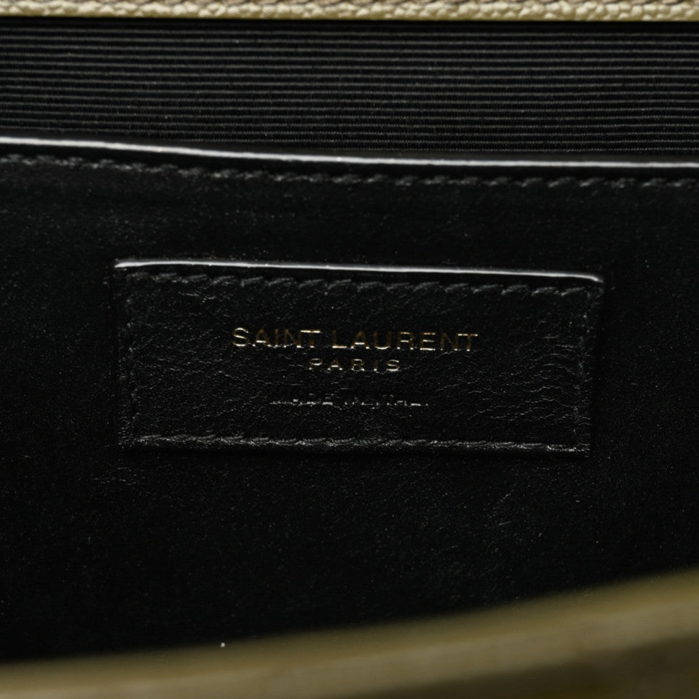 Saint Laurent Grain De Poudre Textured Mixed Matelasse Medium Triquilt Monogram Satchel Vert Kaki 6 of 8