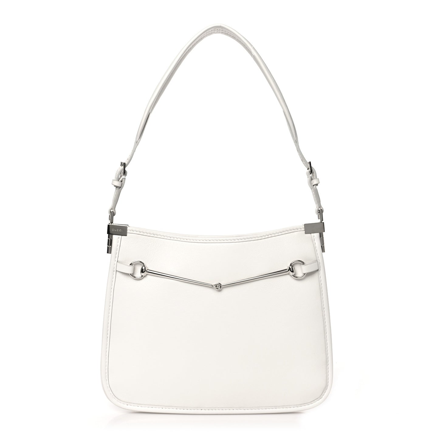 Calfskin Horsebit Slim Shoulder Bag White