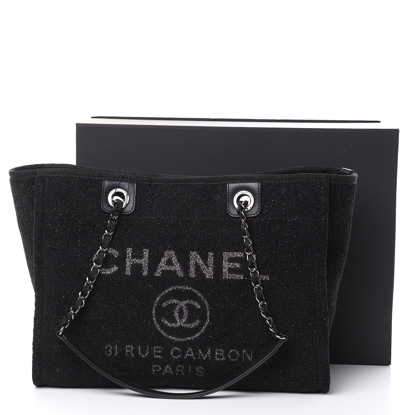 Lurex Boucle Small Deauville Tote Black