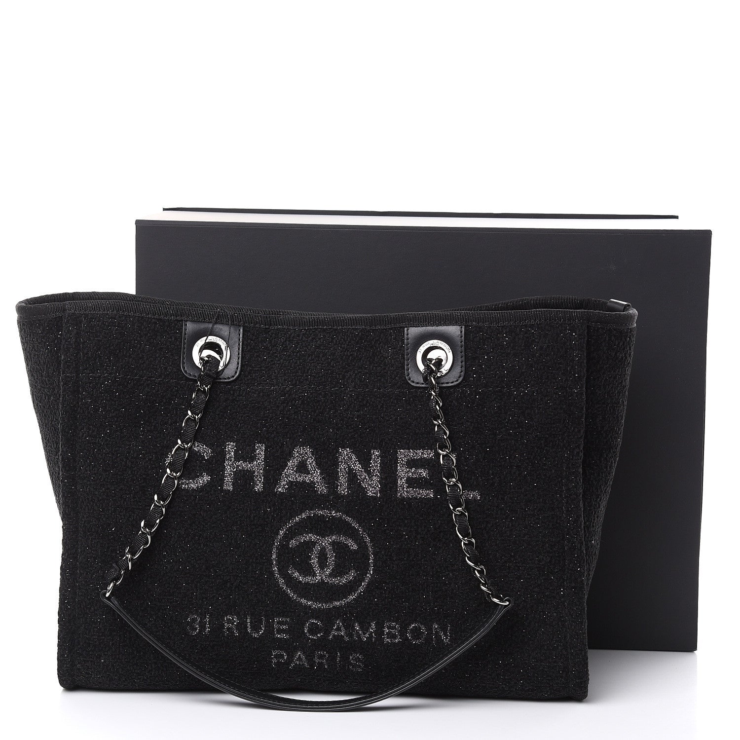 Chanel Lurex Boucle Small Deauville Tote Black 11 of 11