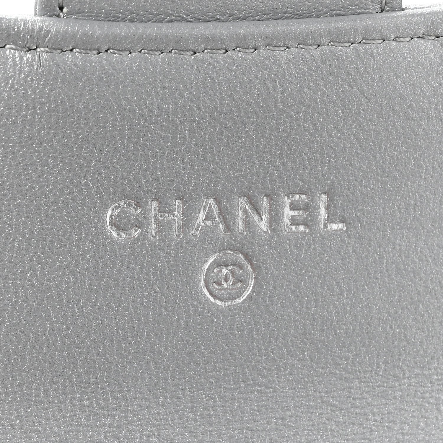 Chanel Metallic Lambskin Quilted Flap Card Holder Wallet Silver 7 of 11