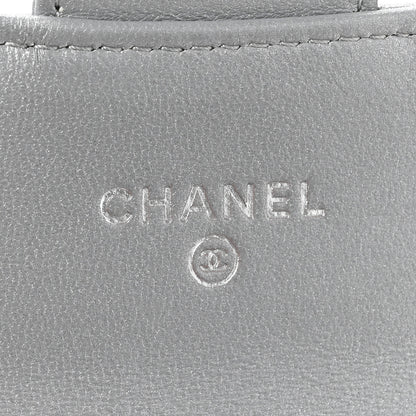 Chanel Metallic Lambskin Quilted Flap Card Holder Wallet Silver 7 of 11