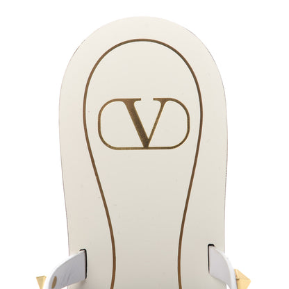 Valentino Garavani Calfskin Rockstud Flair Caged Flat Slide Sandals 35.5 White 7 of 9