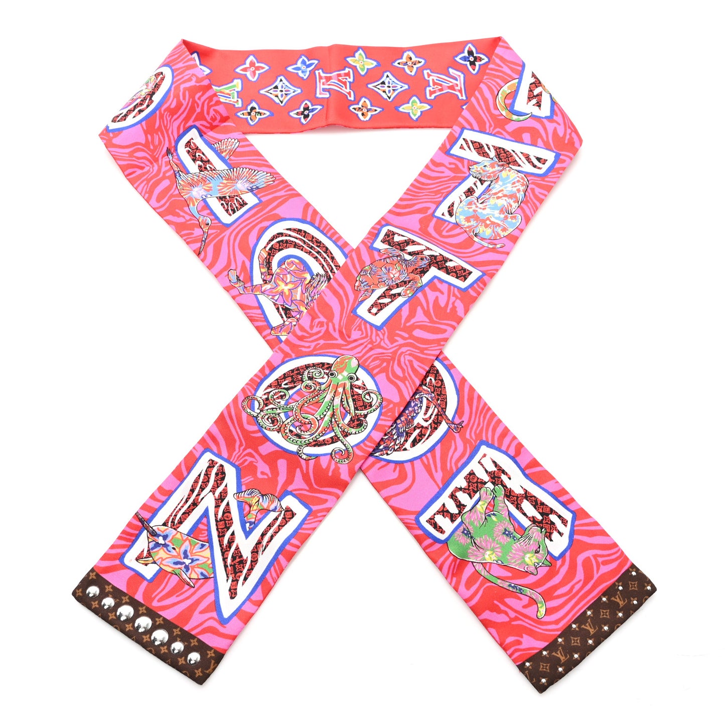 Silk Monogram ABC Bandeau Rose Pop