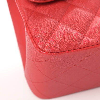 Chanel Caviar Quilted Jumbo Double Flap Red 11 of 12