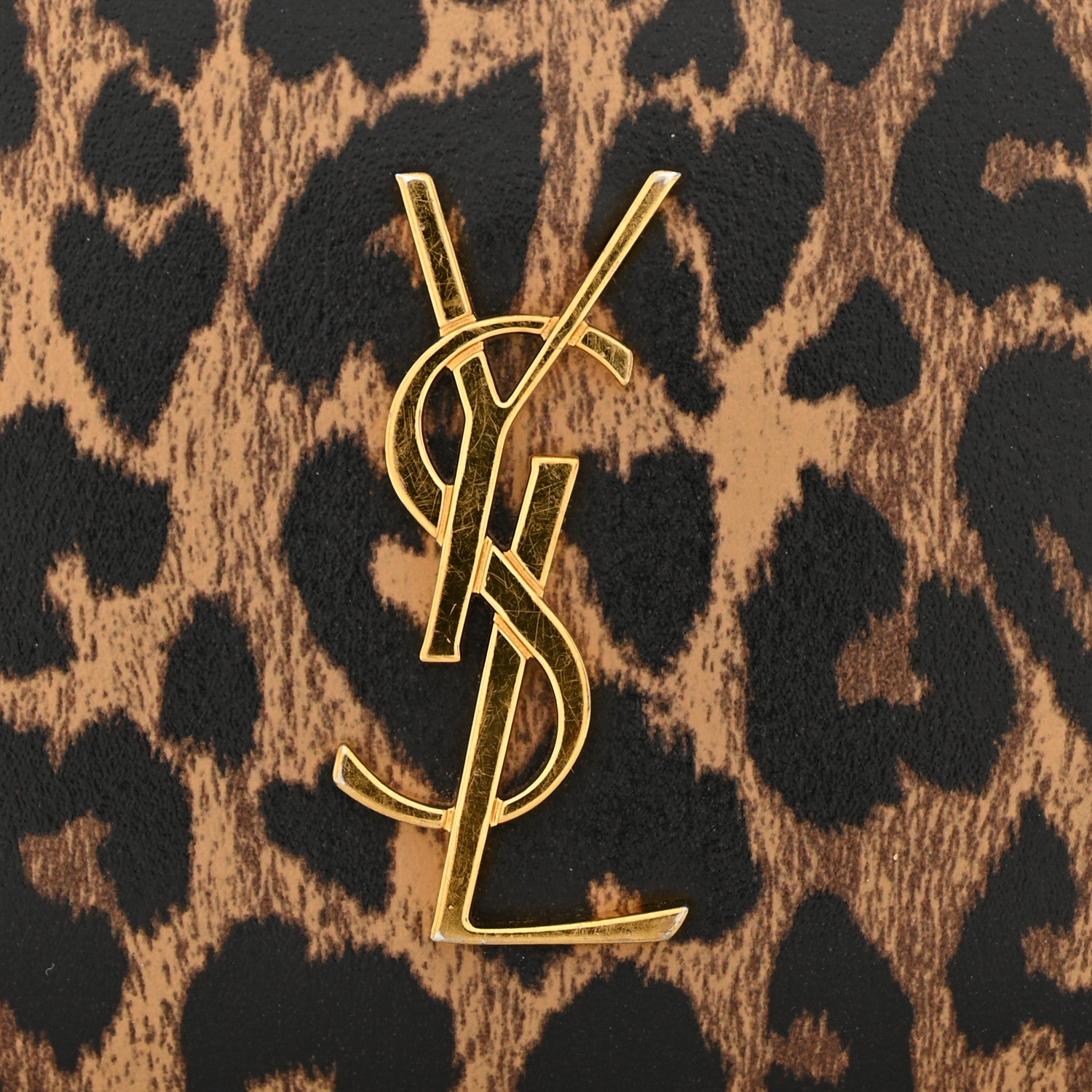 Saint Laurent Calfskin Leopard Print Monogram 5 Fragments Zip Pouch Card Holder Toffee Manto Naturale 8 of 10