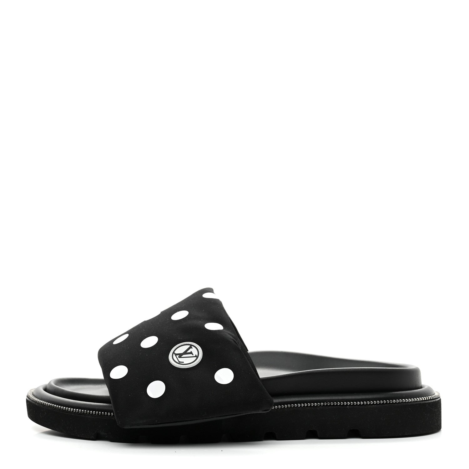Louis Vuitton Satin Polka Dot Pool Pillow Flat Comfort Mule 41 Black White 1 of 9