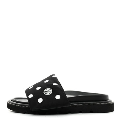 Louis Vuitton Satin Polka Dot Pool Pillow Flat Comfort Mule 41 Black White 1 of 9