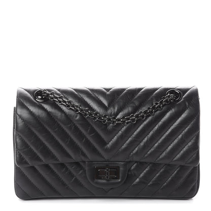 Chanel Aged Calfskin Chevron Quilted 2.55 Reissue 225 Flap So Black 1 of 8