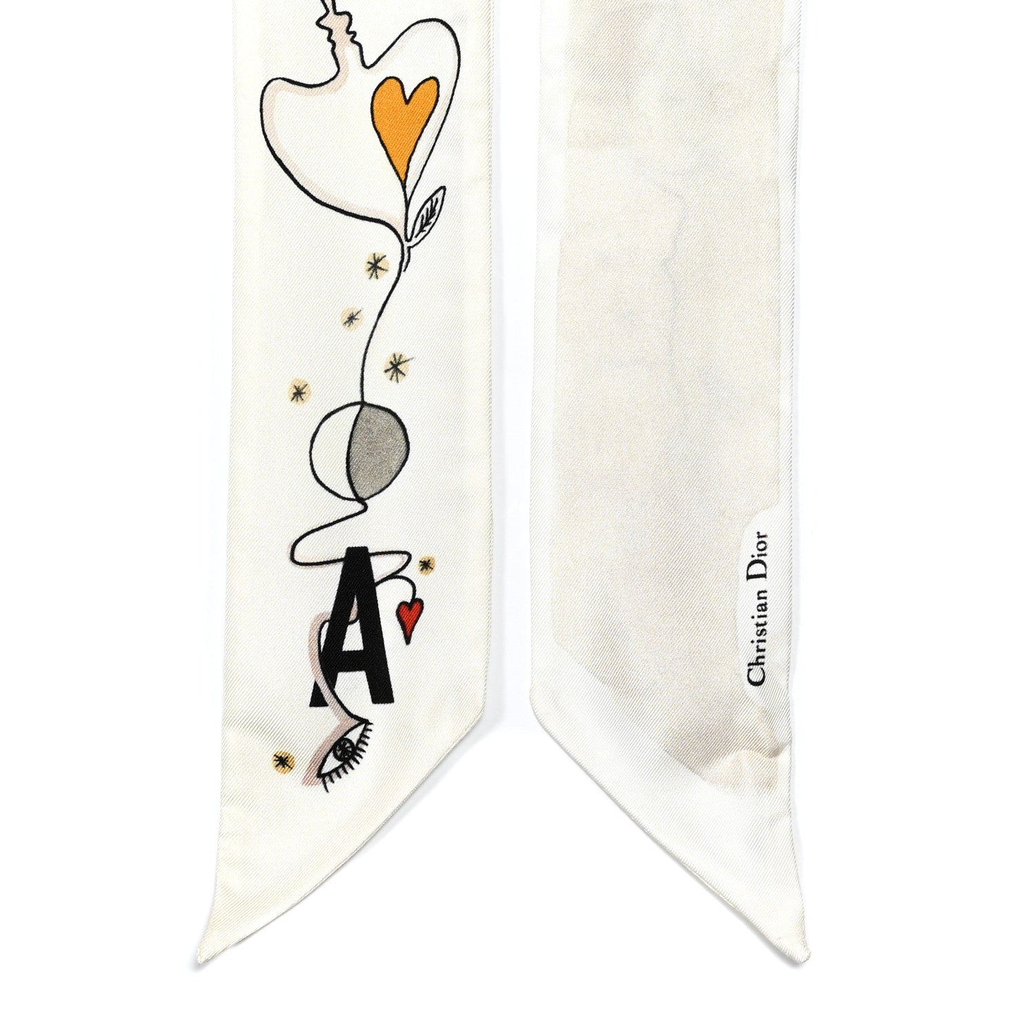 Christian Dior Silk ABCDior Mitzah "A" Scarf Off White Off White 4 of 4