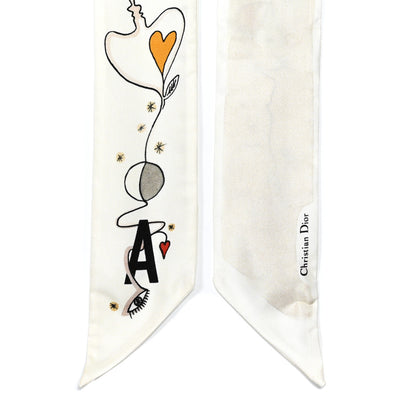 Christian Dior Silk ABCDior Mitzah "A" Scarf Off White Off White 4 of 4