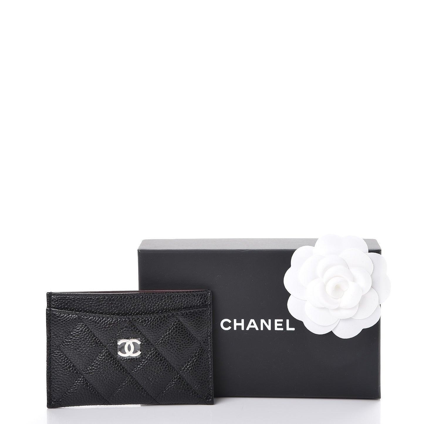 Caviar Quilted Card Holder Black