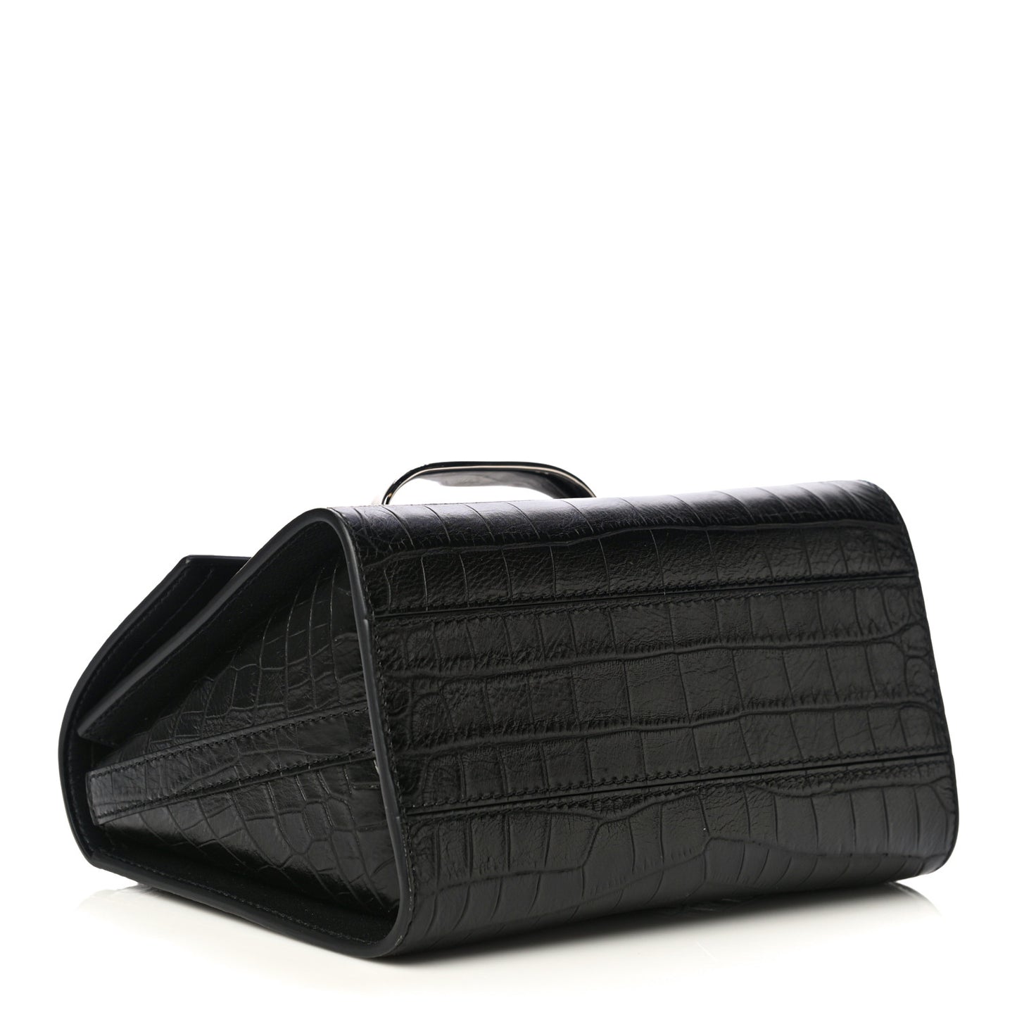 Calfskin Crocodile Embossed The Story Bag Black