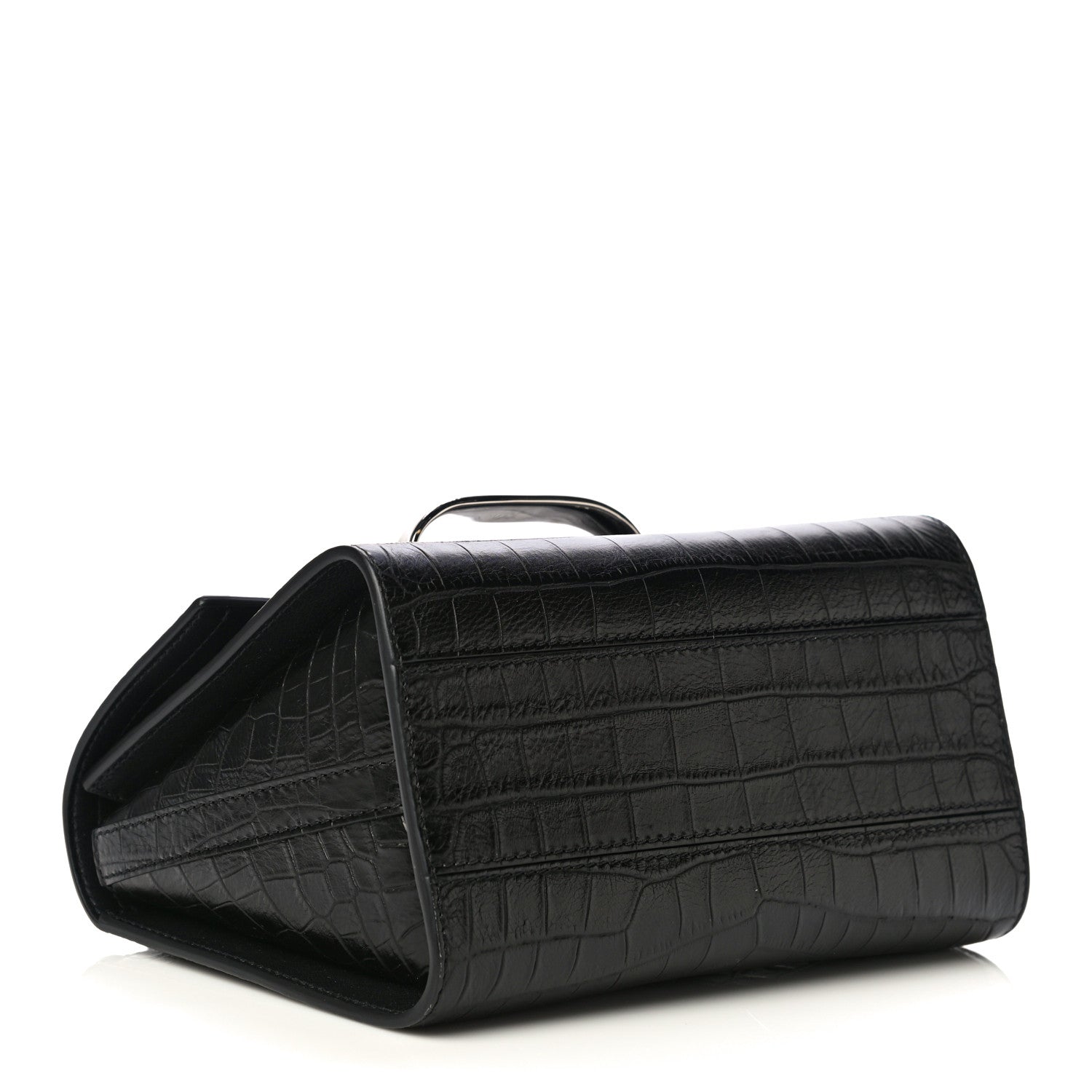 Alexander McQueen Calfskin Crocodile Embossed The Story Bag Black 3 of 8