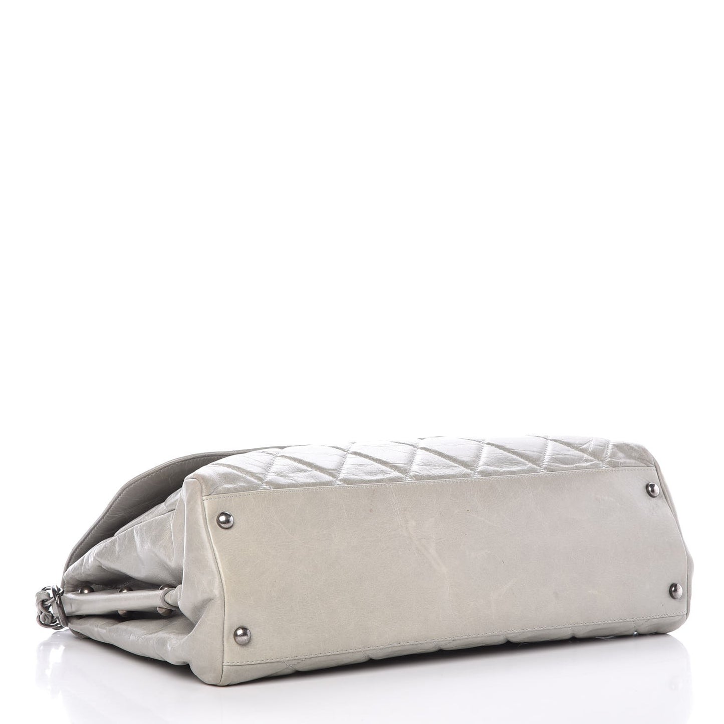 Glazed Calfskin Boy Satchel Flap Light Grey