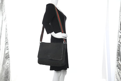 Gucci Monogram Web Medium Flap Messenger Black 2 of 11