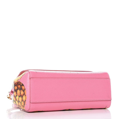 Dolce & Gabbana Dauphine Pineapple Print Small Miss Sicily Satchel Rosa 5 of 10