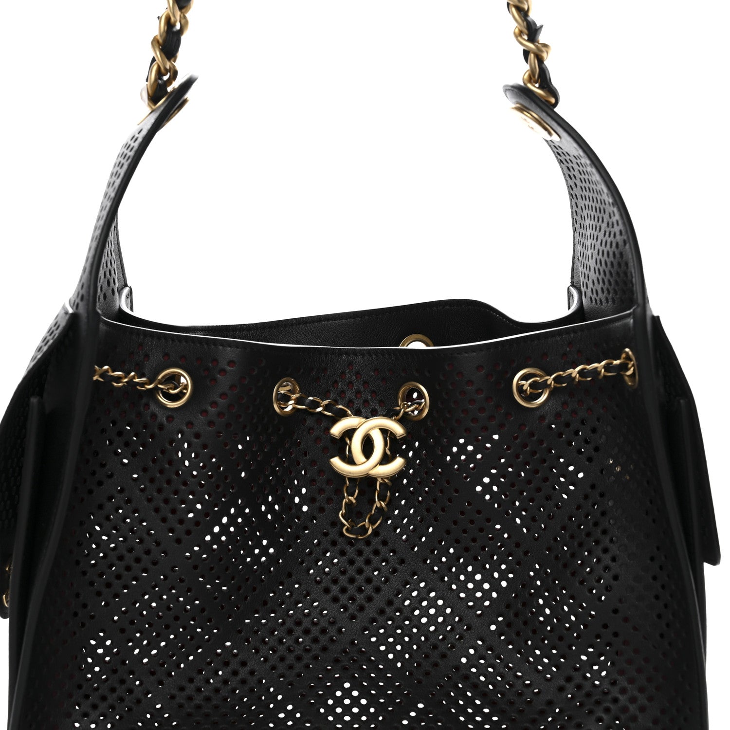 Chanel Perforated Calfskin Quilted Small Chanel 25 Handbag Black 8 of 11