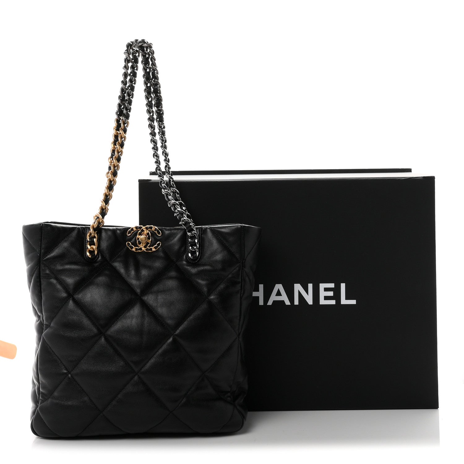 Chanel Lambskin Quilted Chanel 19 Shopping Bag Black 10 of 10