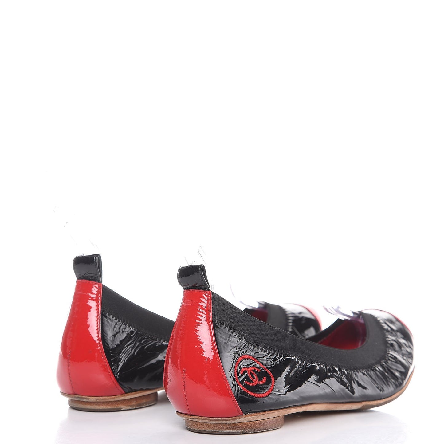 Patent CC Elastic Cap Toe Ballerina Flats 36 Red Black