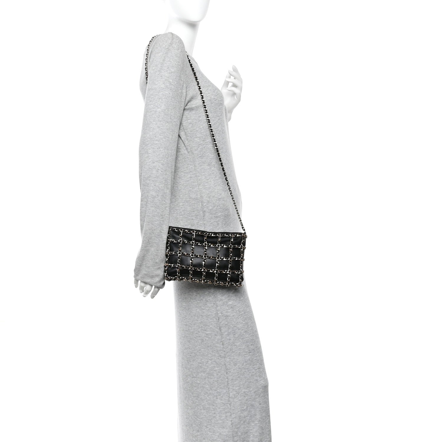 Chanel Lambskin Chain Frame Shoulder Bag Black 2 of 10