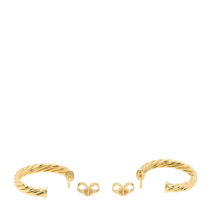 David Yurman 18K Yellow Gold Mini Cablespira Hoop Earrings 3 of 6
