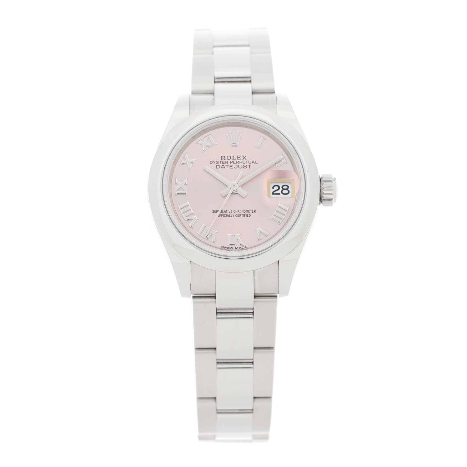 Rolex Stainless Steel 28mm Oyster Perpetual Datejust Watch Pink Roman 279160 1 of 4