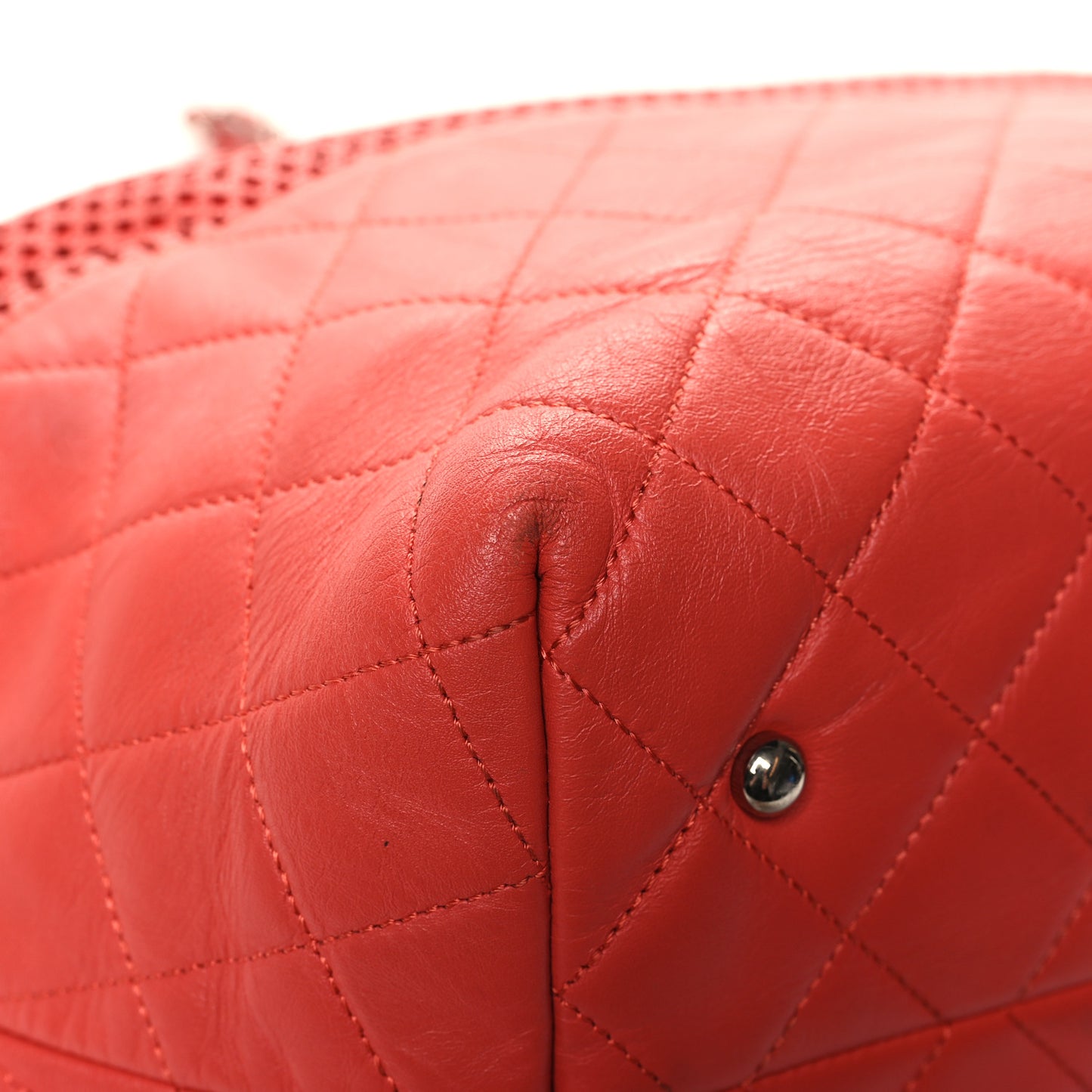 Calfskin Perforated Up In The Air North South Tote Red