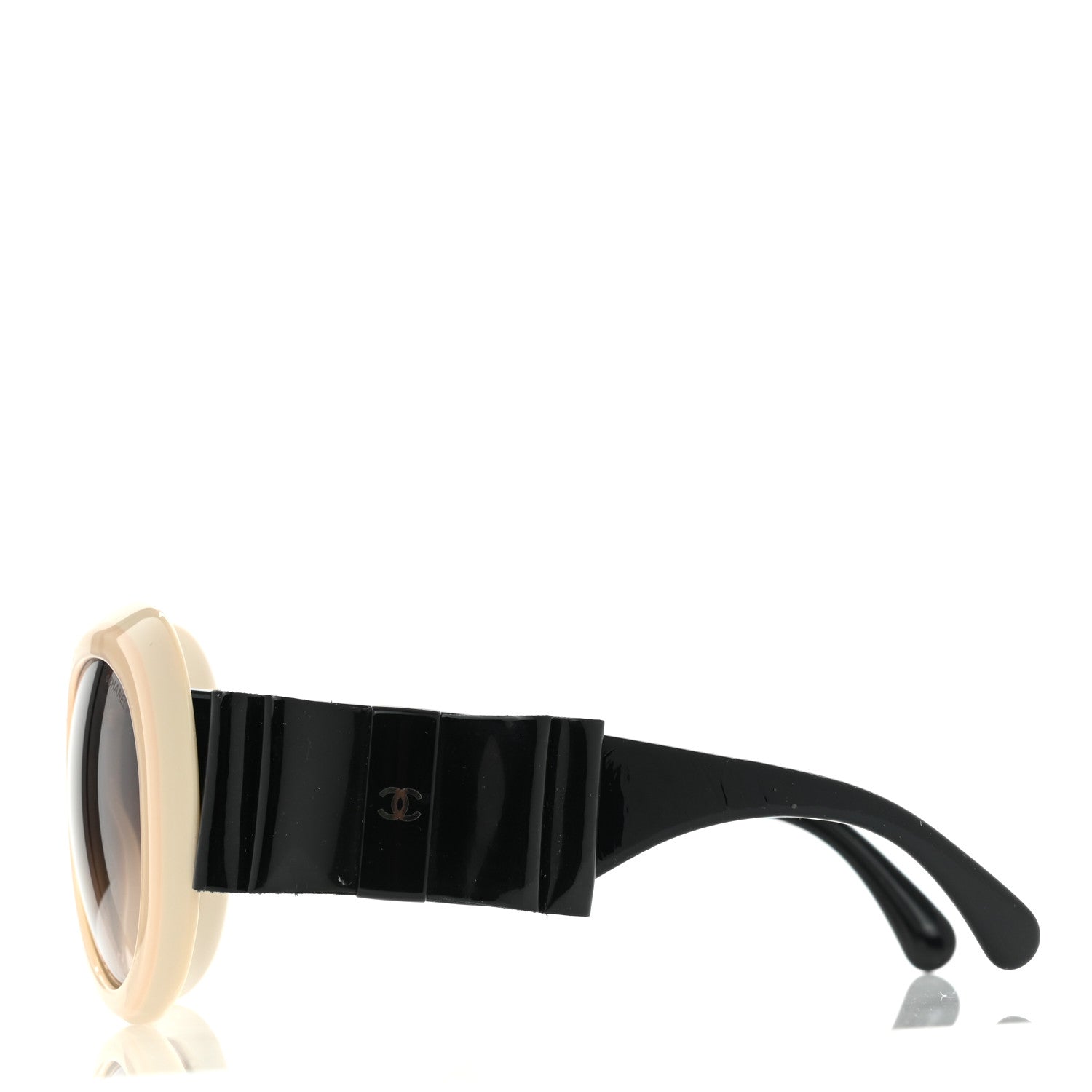 Chanel Acetate Patent CC Bow Sunglasses 5282-Q Beige Black 3 of 8