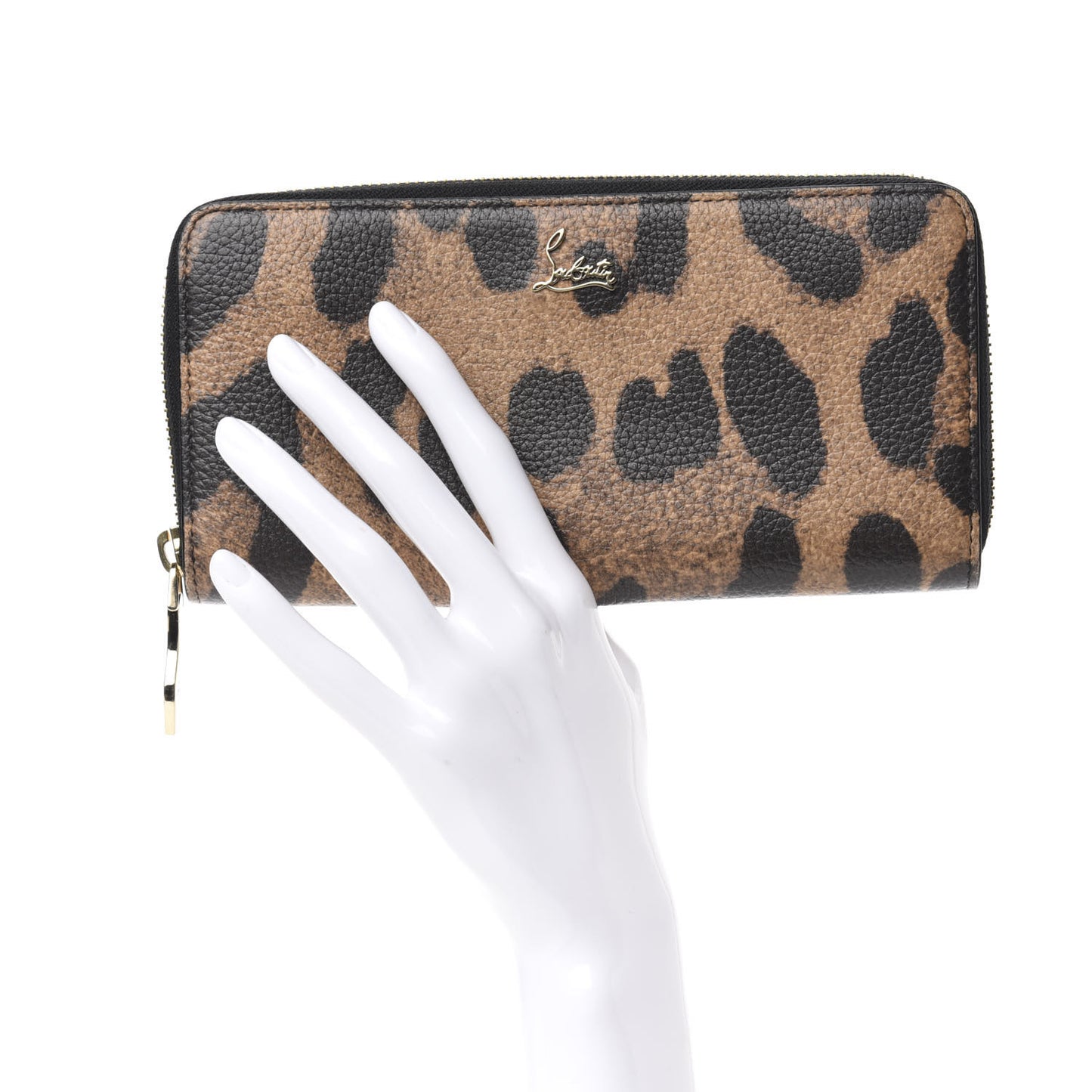 Calfskin Empire Leopard Panettone Zip Around Wallet Brown