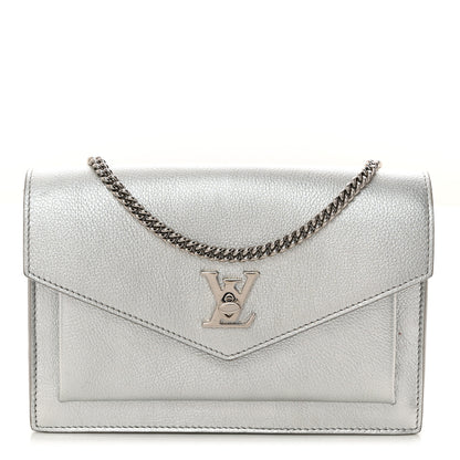 Louis Vuitton Metallic Soft Calfskin Mylockme Chain Pochette Silver 1 of 9