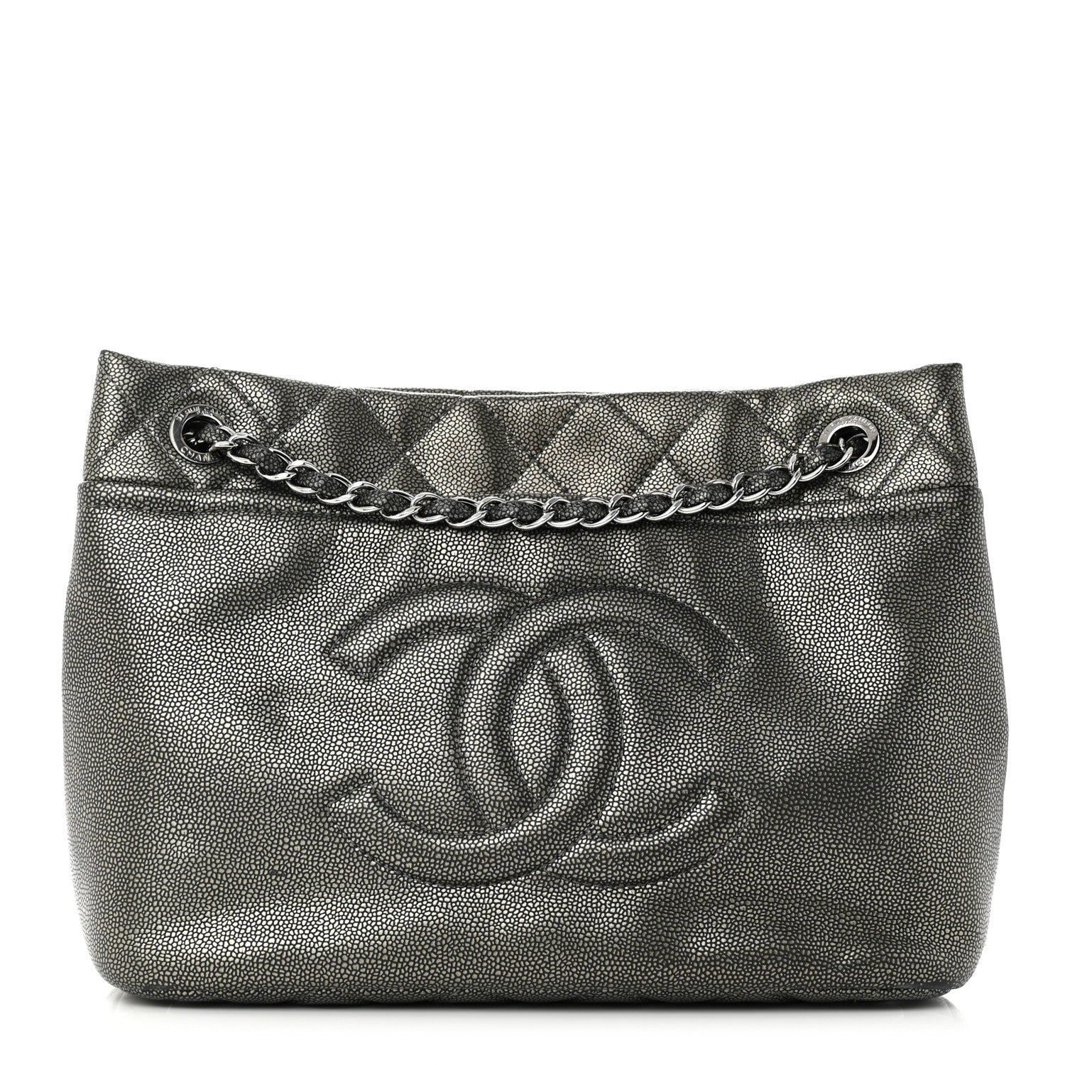 Chanel Metallic Caviar Quilted CC Timeless Tote Dark Silver 1 of 13
