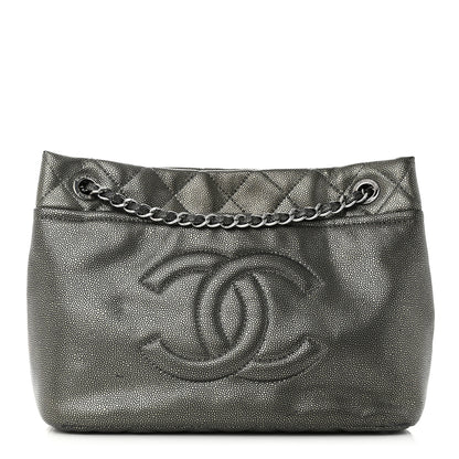 Chanel Metallic Caviar Quilted CC Timeless Tote Dark Silver 1 of 13