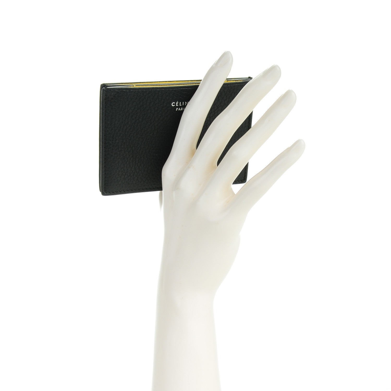 Celine Drummed Calfskin Gusset Card Holder Black 2 of 6