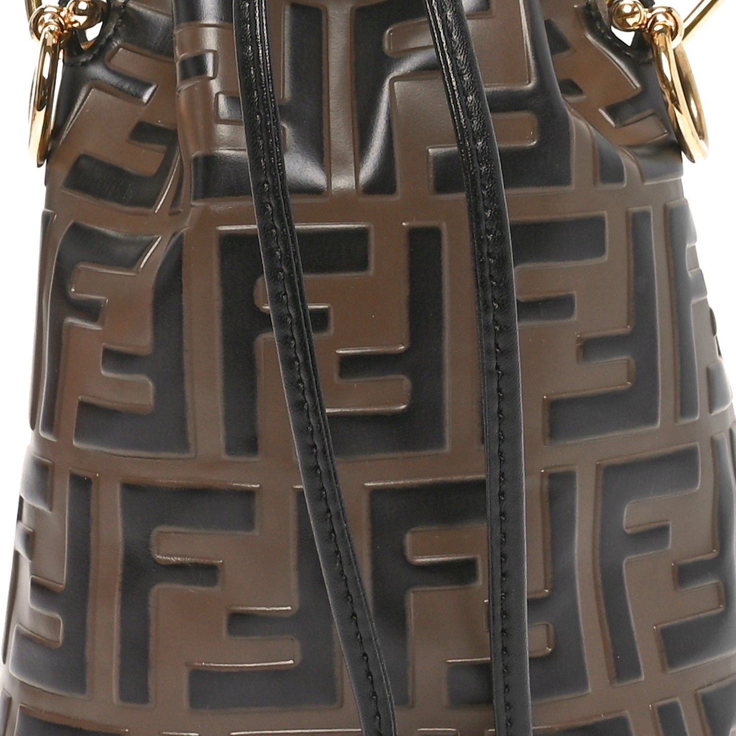 Vitello Liberty F is Fendi Bi-Color FF 1974 Embossed Mini Mon Tresor Bucket Bag Maya Black