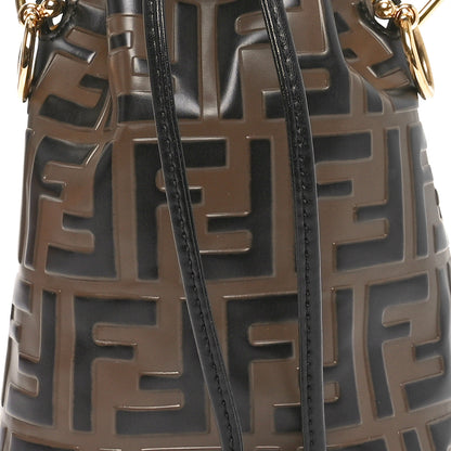 Fendi Vitello Liberty F is Fendi Bi-Color FF 1974 Embossed Mini Mon Tresor Bucket Bag Maya Black 9 of 12