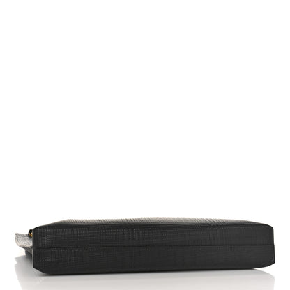 Loewe Calfskin Linen Embossed Large T Pouch Black 4 of 8