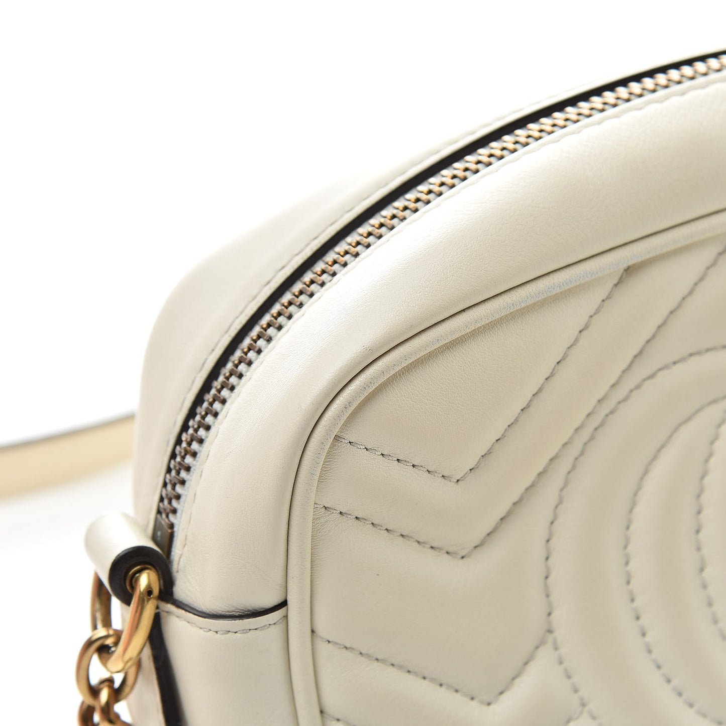 Calfskin Matelasse Mini GG Marmont Chain Shoulder Bag White