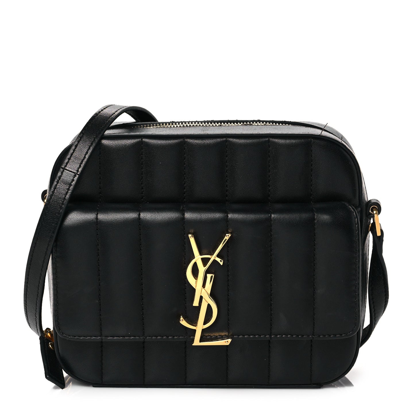 Lambskin Matelasse Monogram Vicky Camera Bag Black