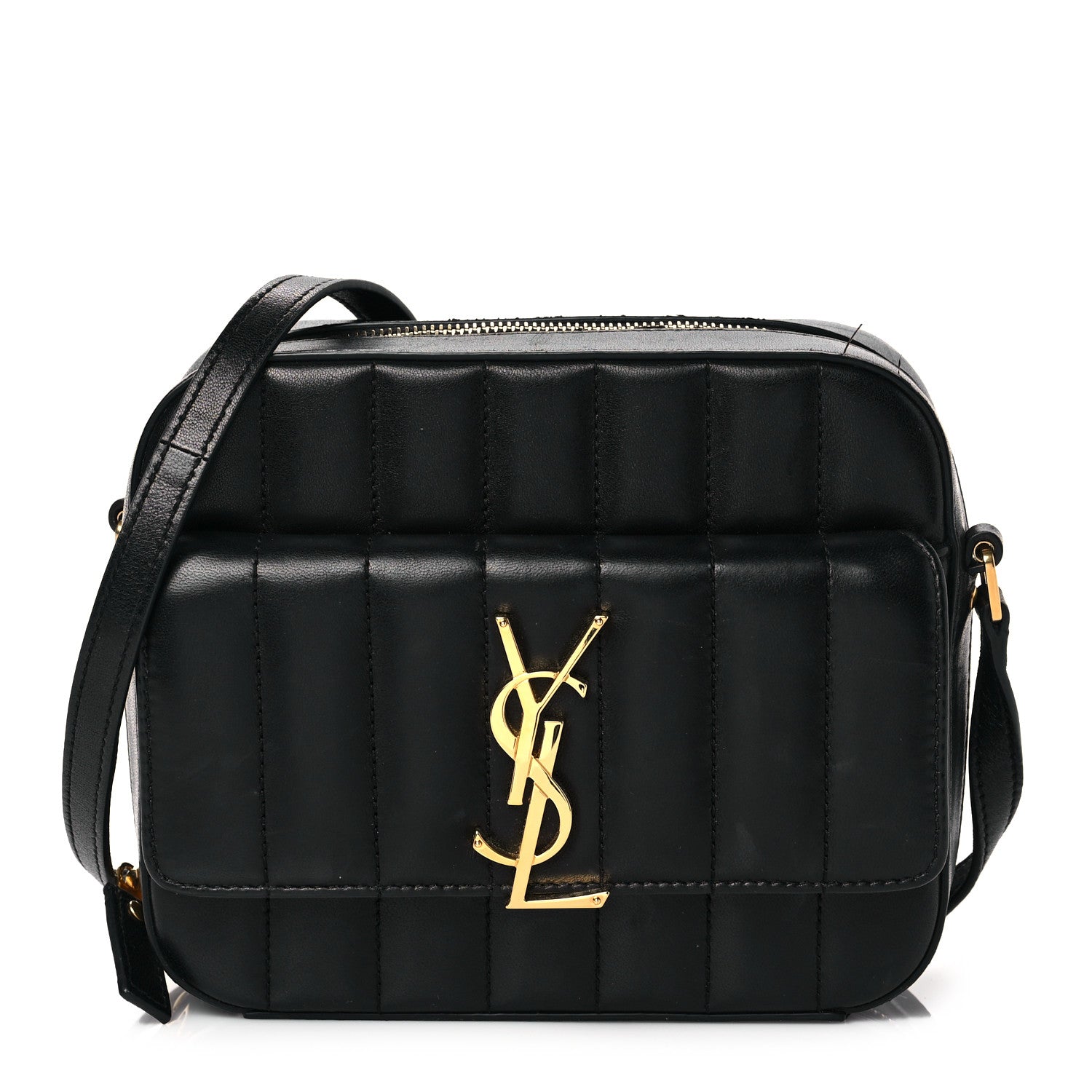 Saint Laurent Lambskin Matelasse Monogram Vicky Camera Bag Black 1 of 5