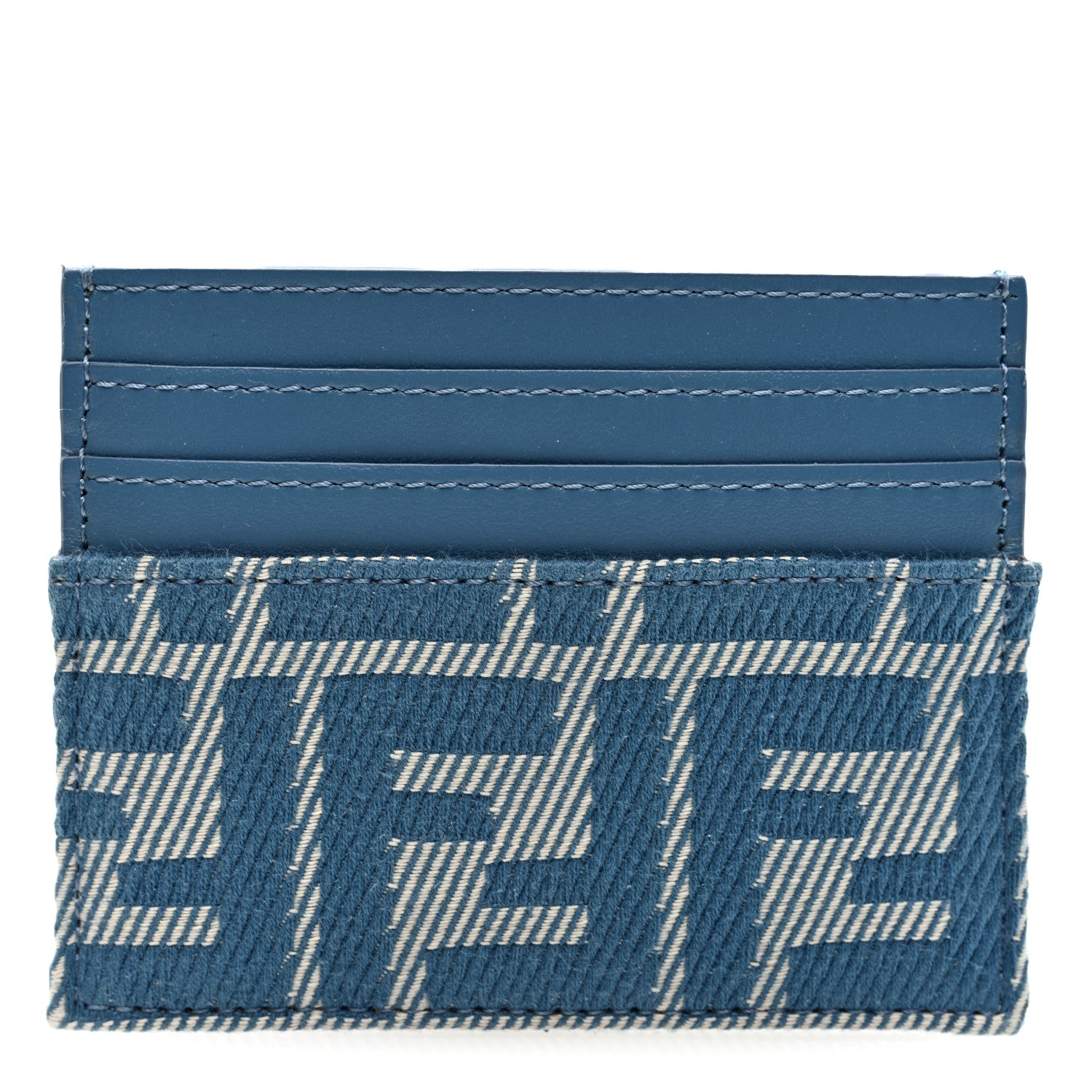 Fendi Vitello Soft Denim Bi-Color FF 1974 Card Holder Blue 1981683