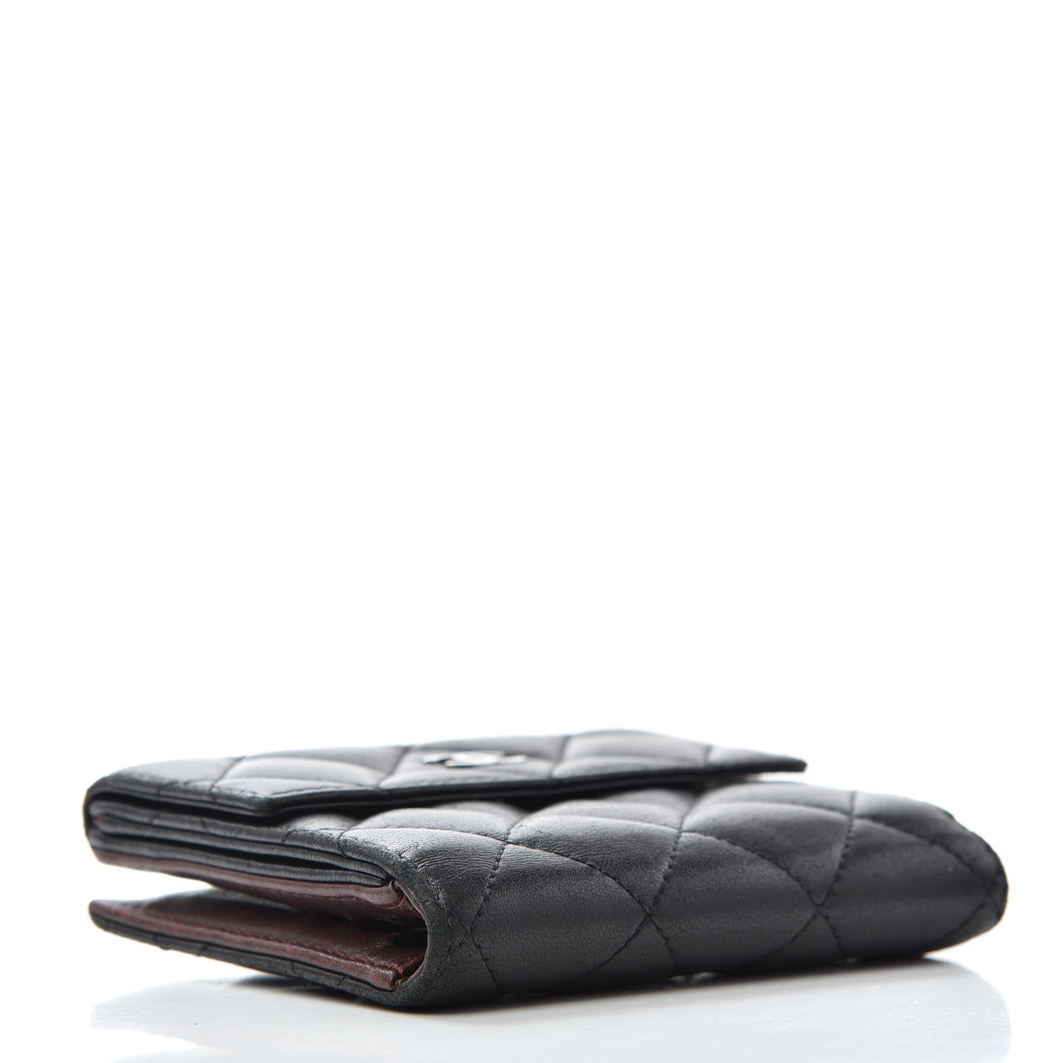 Chanel Lambskin Quilted Compact French Flap Wallet Black 4 of 8