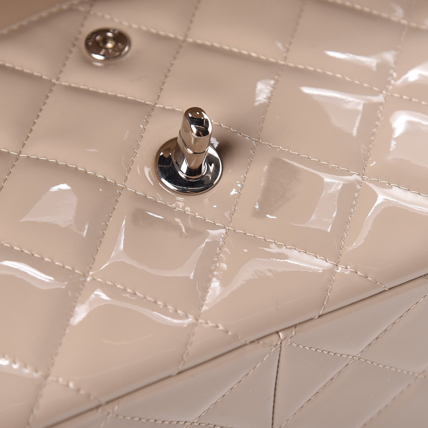 Chanel Patent Quilted Jumbo Double Flap Light Beige 8 of 11