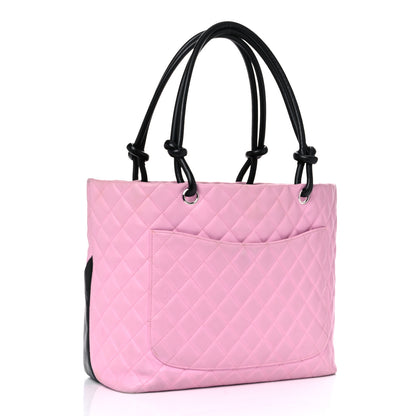 Chanel Calfskin Quilted Large Cambon Tote Pink Black 3 of 22
