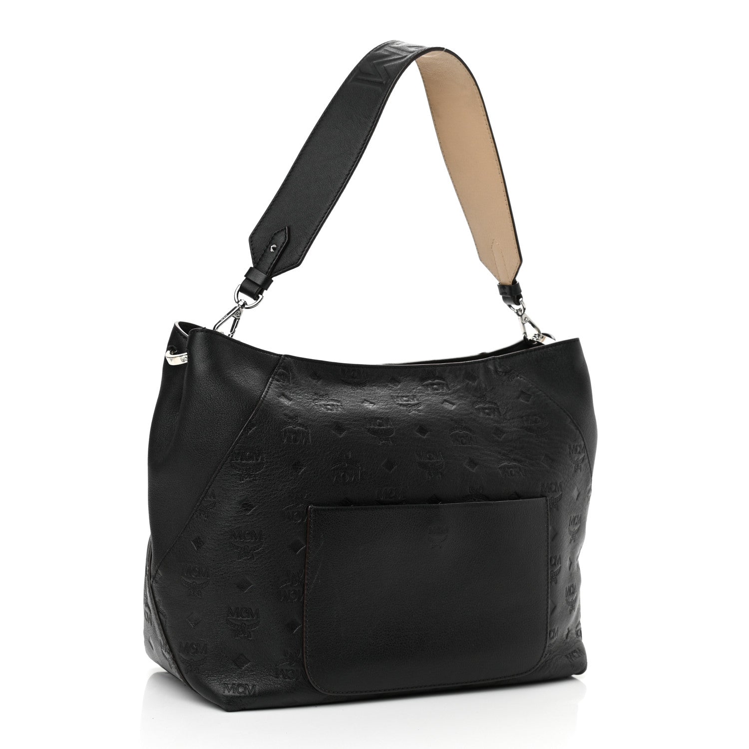 MCM Calfskin Ottomar Monogram Medium Klara Hobo Black 3 of 10